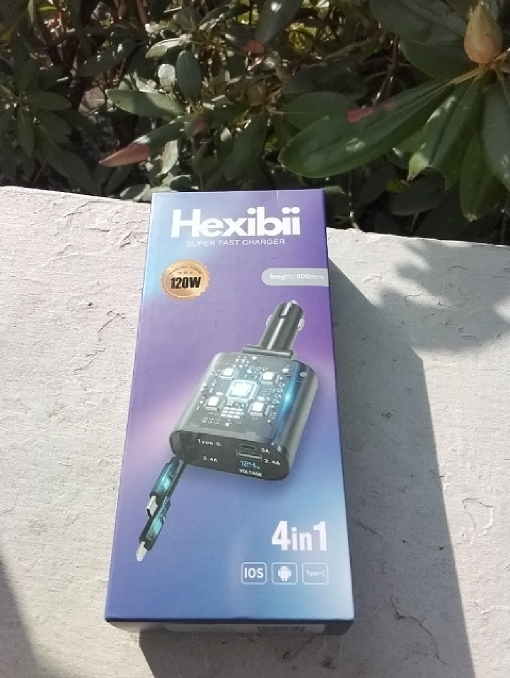 Hexibii NIB 4-in-1 Super Fast Car Charger - Purple Box